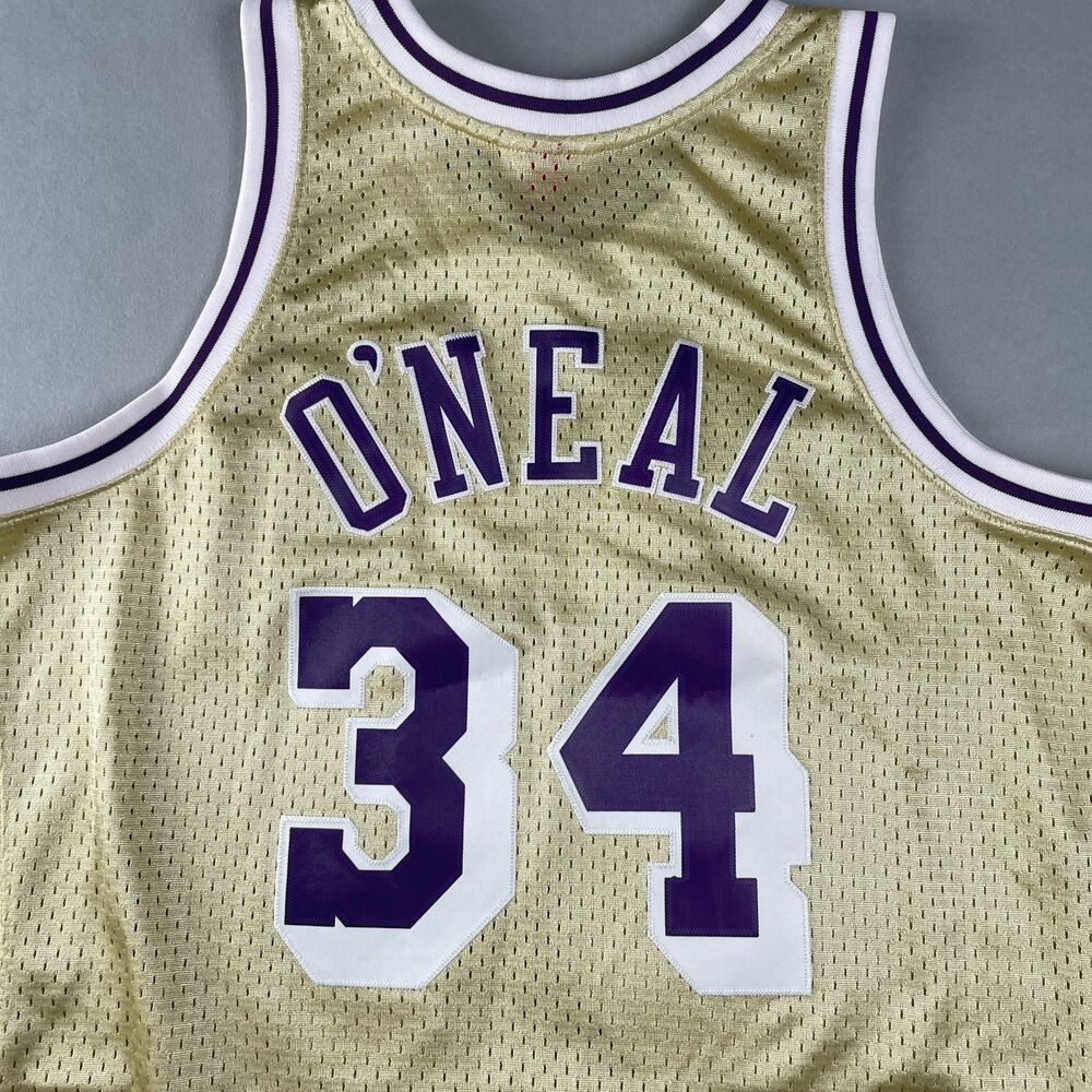 Shaquille O'Neal #34 LA Lakers 1996-97 Mitchell Ness‎ Gold Swingman Jersey Sz M - Picture 3 of 10